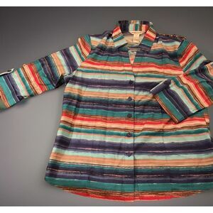 drapers and damons Multicolor Stripped Button‎ Up Shirt XL HALF SLEEVED